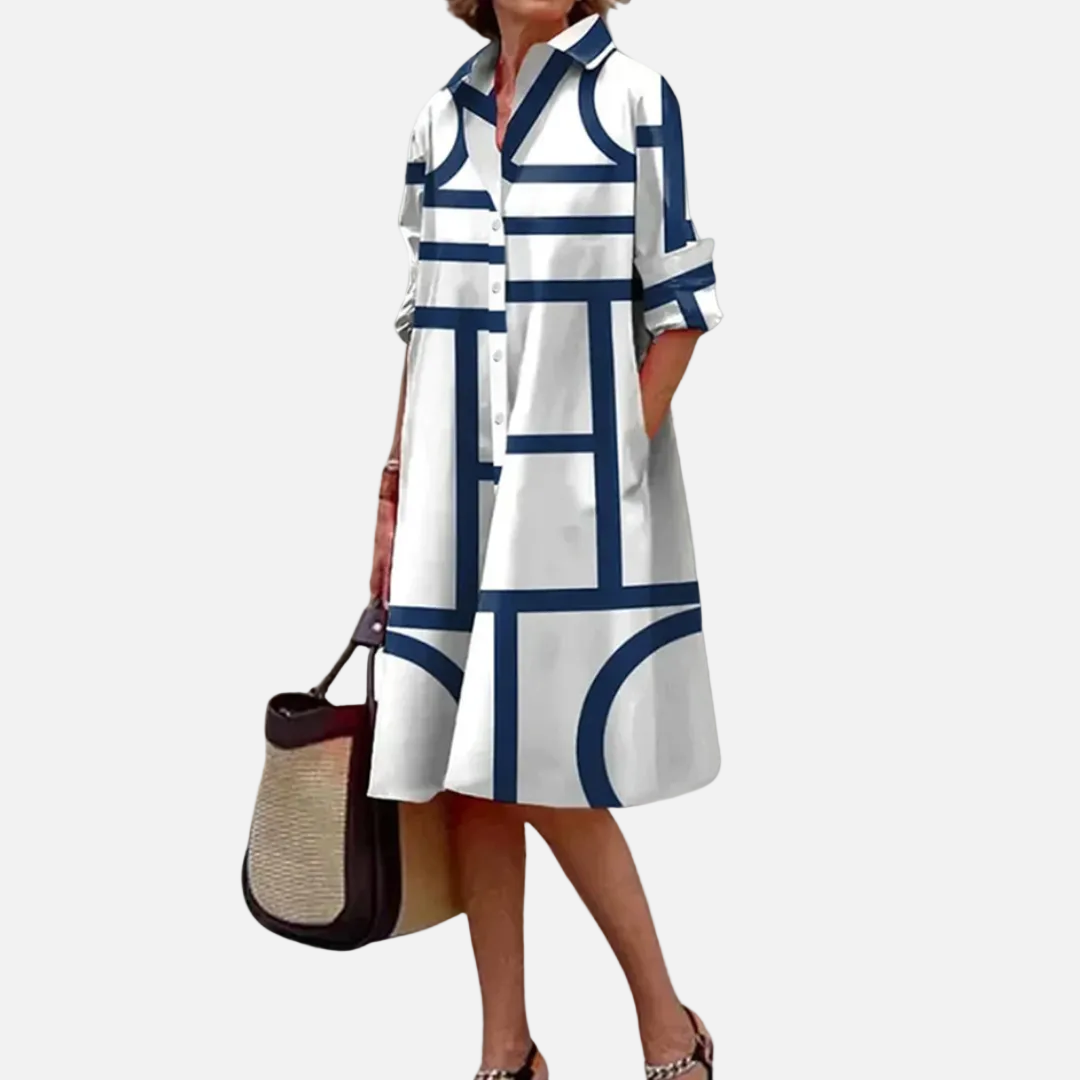 Midi dress with geometric pattern