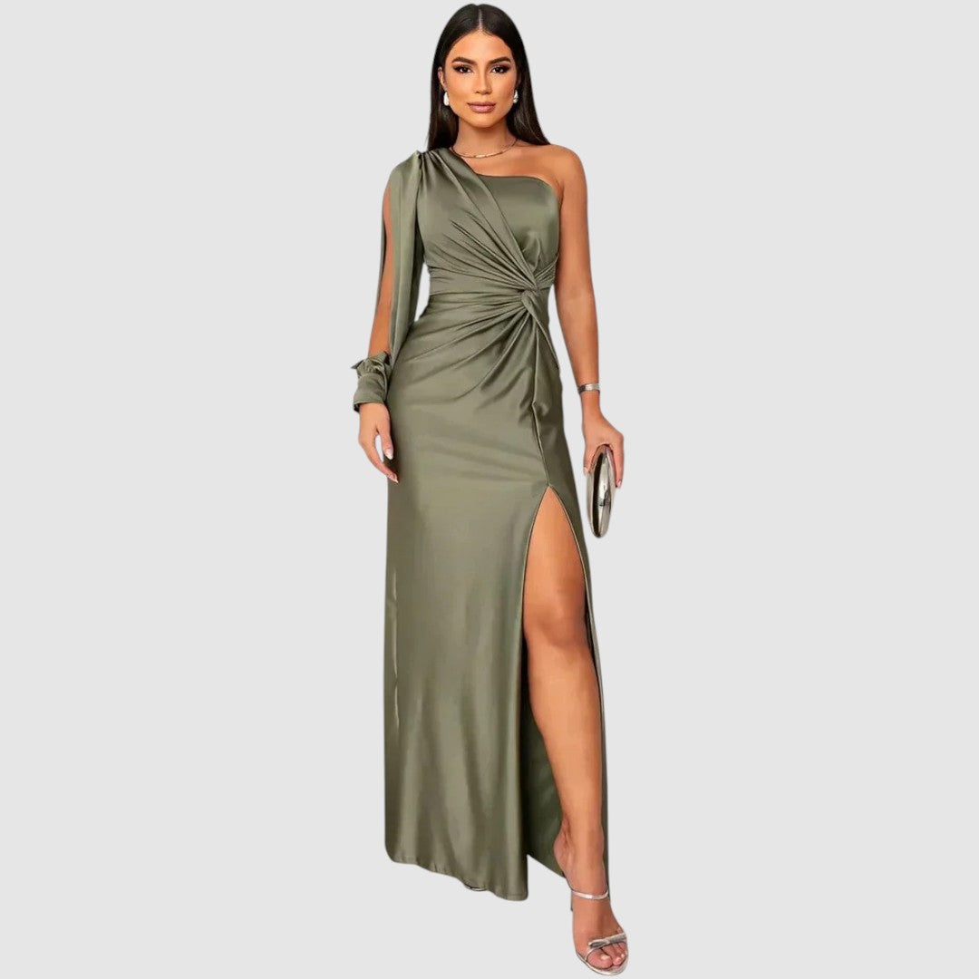 Meda - Elegancka sukienka maxi na jedno ramię