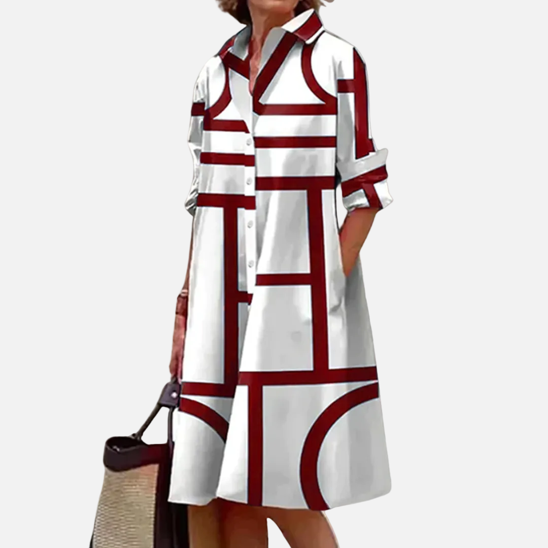 Midi dress with geometric pattern