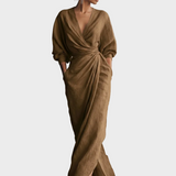 Maxi Lenkų Suknelė su V-iškirpte