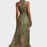 Lívia — Elegancka sukienka maxi typu halter w kwiaty