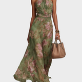 Lívia — Elegancka sukienka maxi typu halter w kwiaty