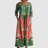 Sára - Sukienka maxi w kwiaty w stylu vintage