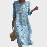 Beatriz - Maxi Dress com Decote Redondo e Padrão