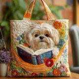 Ręcznie robiona torebka „Shih Tzu z książką i kwiatami”